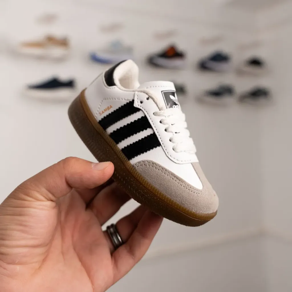 [S0WB0B027] Adidas SAMBA White - Black baby (27)