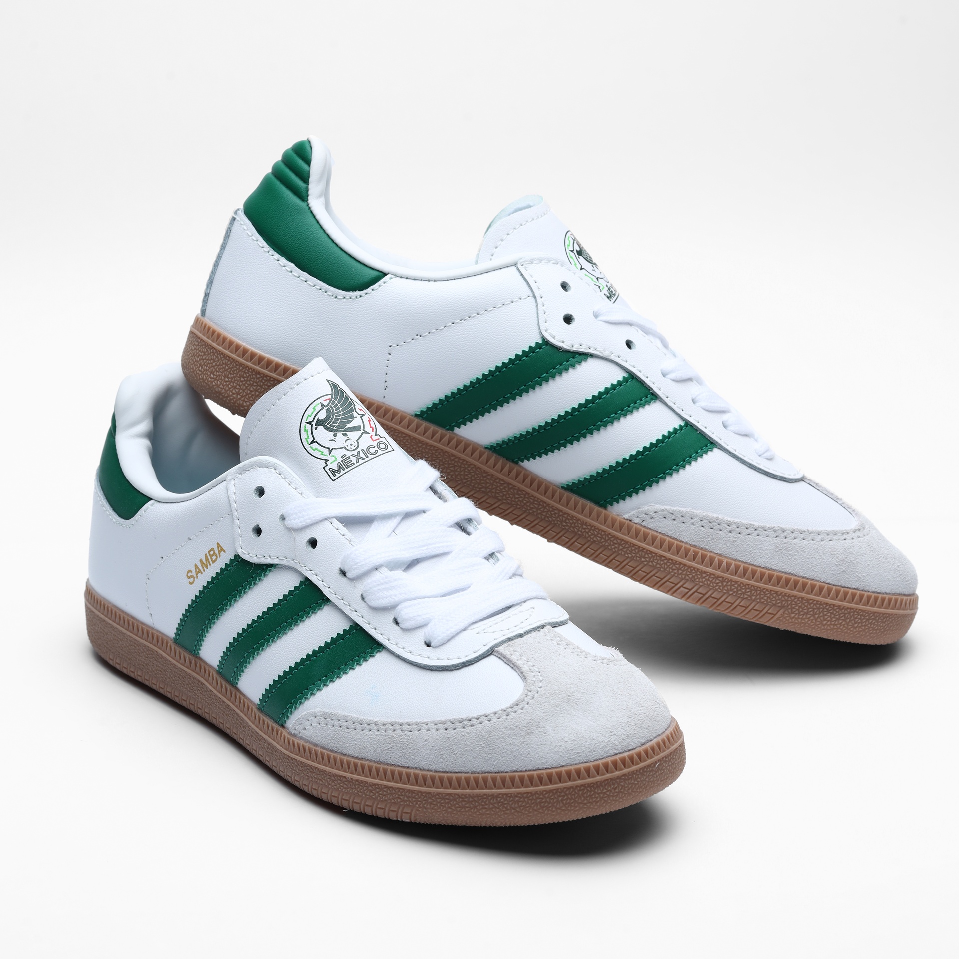 adidas gazelle silver green womens Adidas Samba White Crew Green Gum Shoes – Long Beach Skate Co main image 0